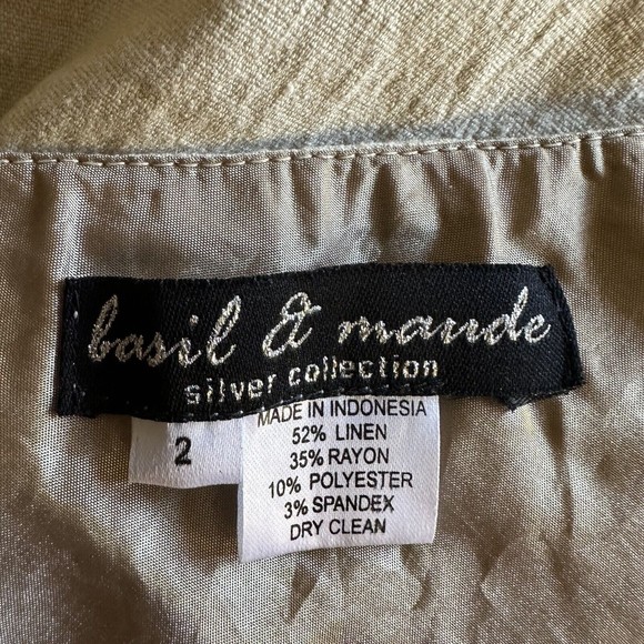 Basil & Maude Skirt Sz 2 Beaded Embroidered A-Line Beige Silver Collection Women - Picture 14 of 15